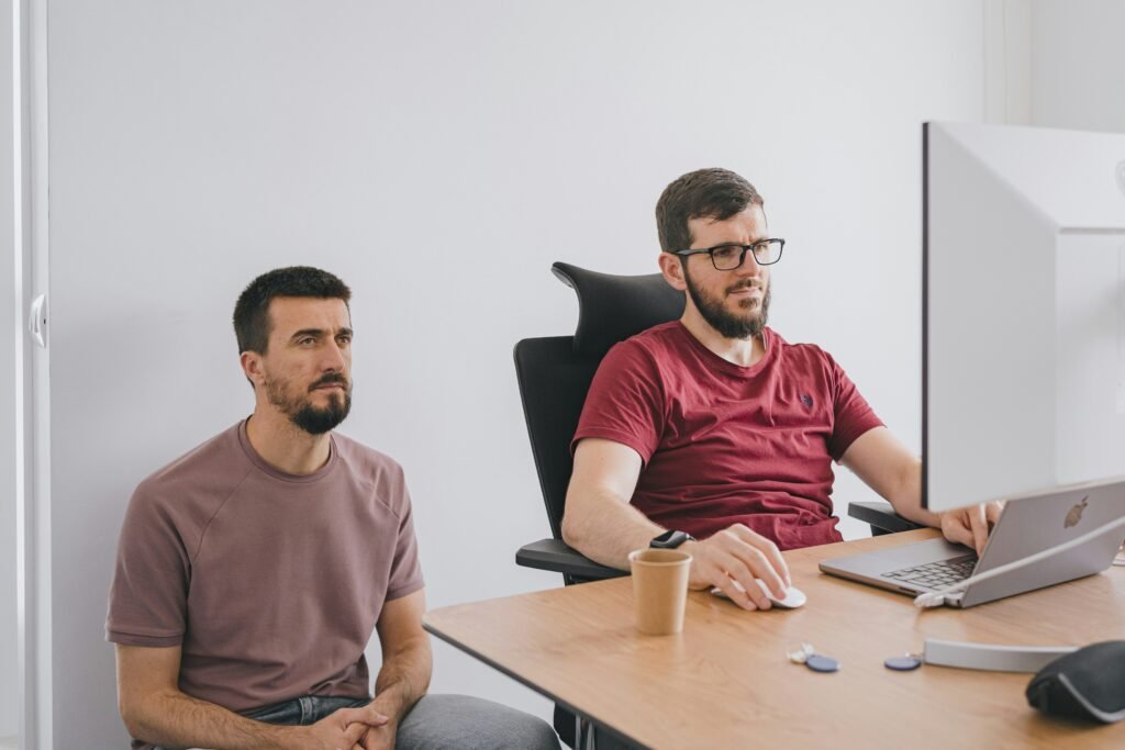 Two entrepreneurs discussing a project